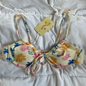 Aurelle wire terry cloth bikini top